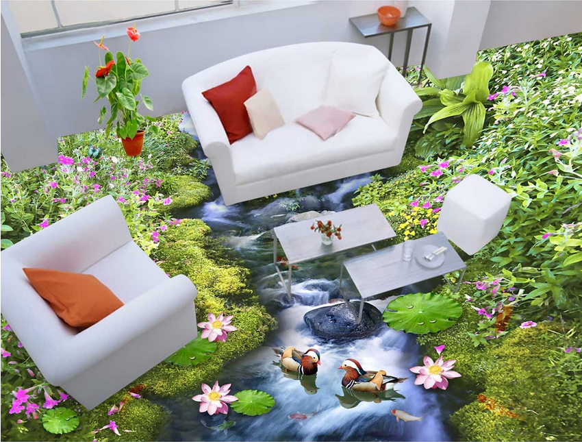 3D Wild Stream Floor Mural Wallpaper AJ Wallpaper 2