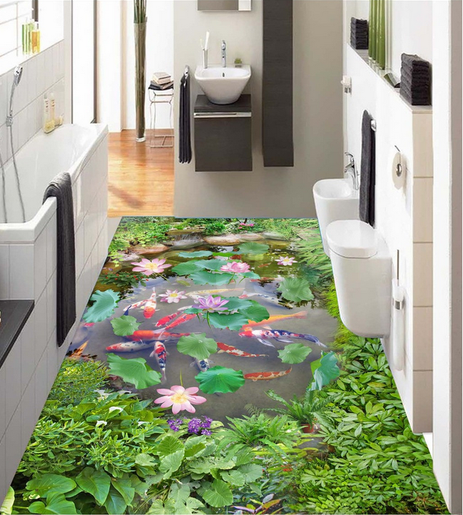 3D Small Pond Floor Mural Wallpaper AJ Wallpaper 2