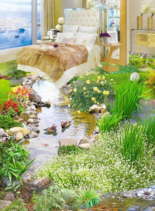 3D Fresh Stream Floor Mural Wallpaper AJ Wallpaper 2