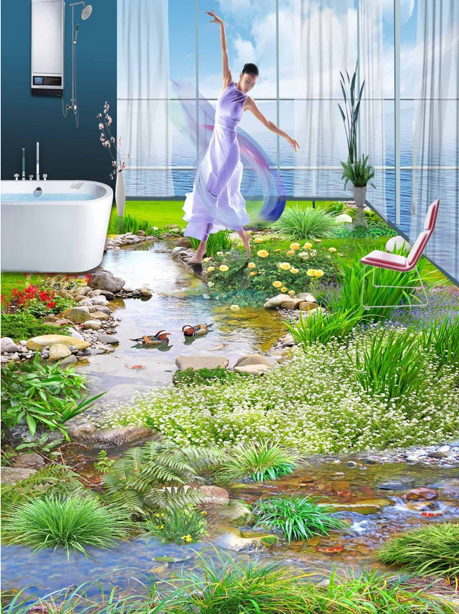 3D Fresh Stream Floor Mural Wallpaper AJ Wallpaper 2