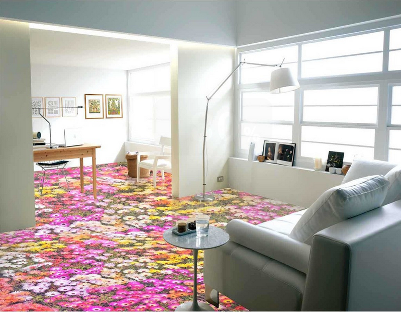 3D Colorful Flowers Floor Mural Wallpaper AJ Wallpaper 2