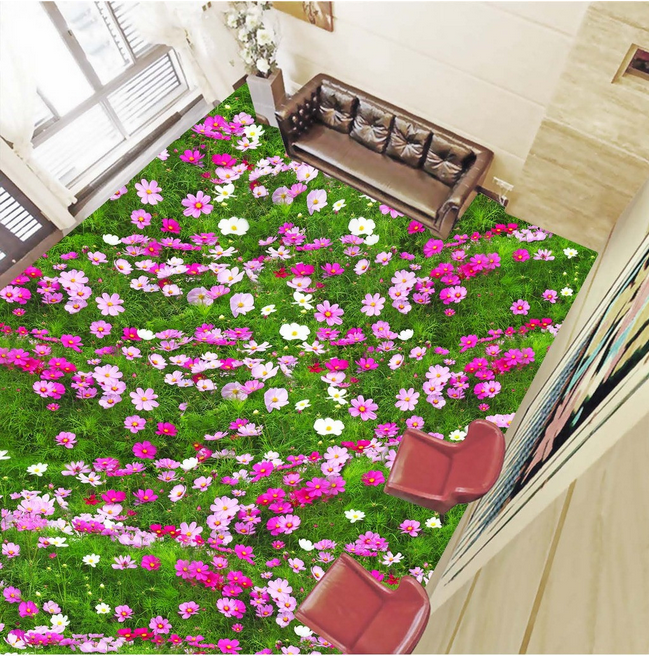 3D Grassland Flowers Floor Mural Wallpaper AJ Wallpaper 2
