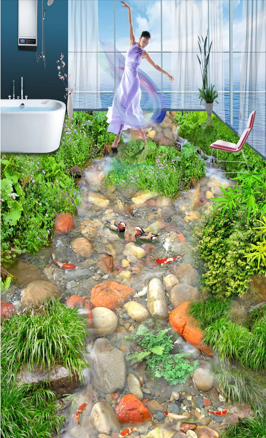 3D Stream Animals Floor Mural Wallpaper AJ Wallpaper 2