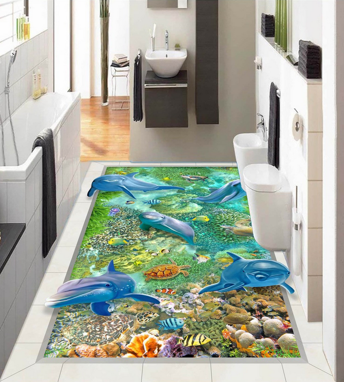 3D Underwater World Floor Mural Wallpaper AJ Wallpaper 2