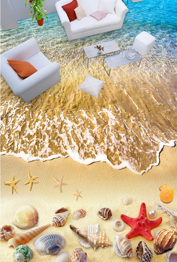 3D Charming Beach Floor Mural Wallpaper AJ Wallpaper 2