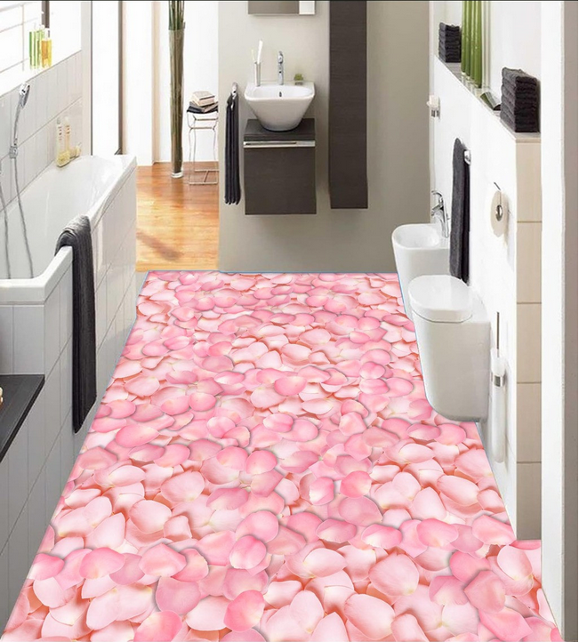 3D Pink Petals Floor Mural Wallpaper AJ Wallpaper 2