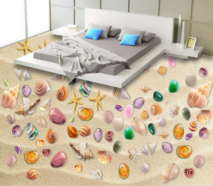 3D Beach Colorful Treasures Floor Mural Wallpaper AJ Wallpaper 2