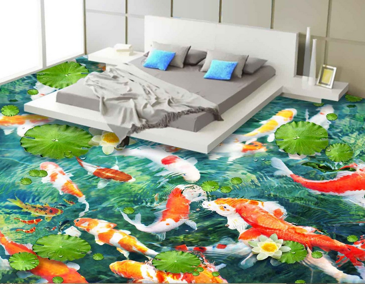 3D Goldfish Floor Mural Wallpaper AJ Wallpaper 2