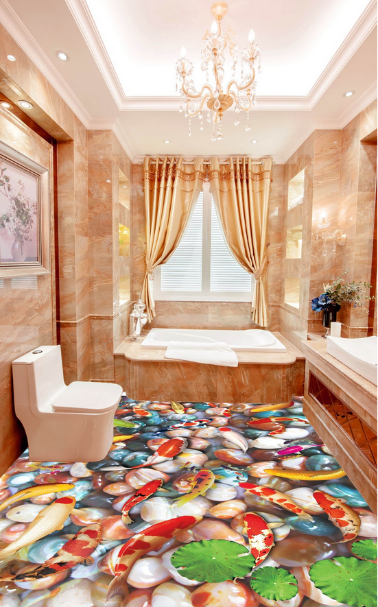 3D Colorful Stones Floor Mural Wallpaper AJ Wallpaper 2
