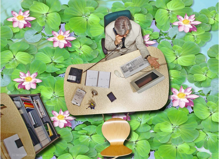 3D Green Pond Floor Mural Wallpaper AJ Wallpaper 2