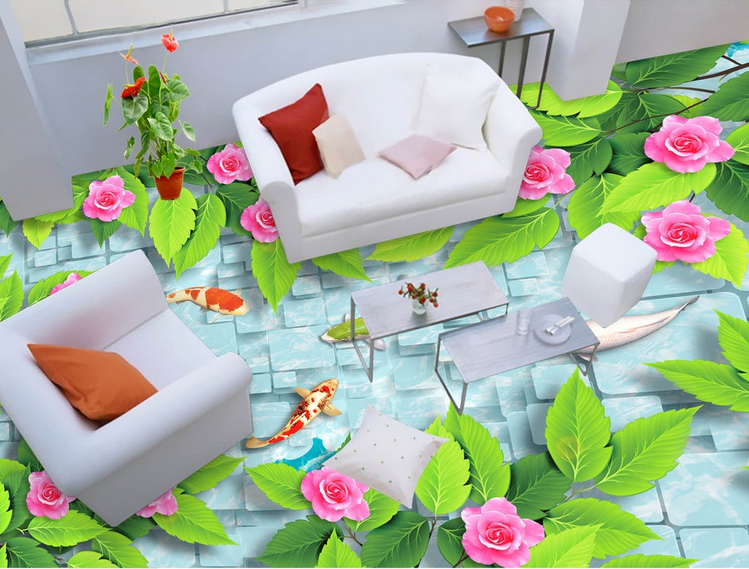 3D Flowers Branches Floor Mural Wallpaper AJ Wallpaper 2
