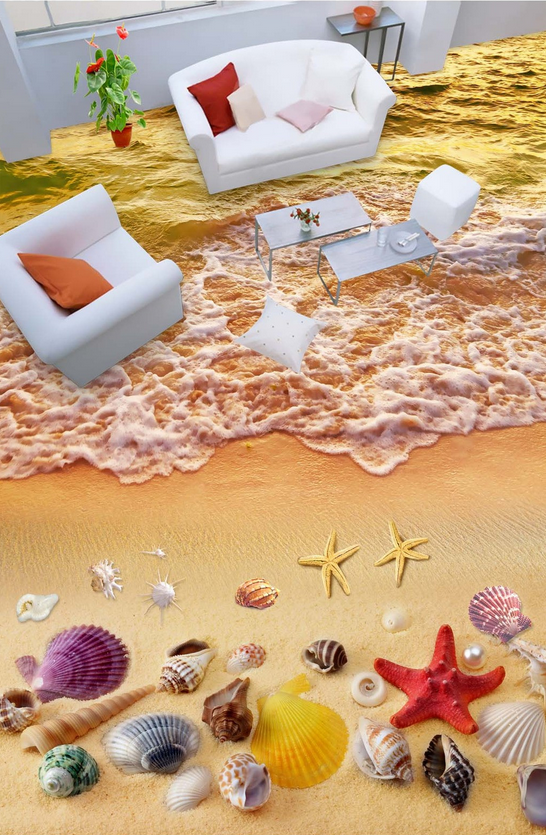 3D Sand Beach Treasures Floor Mural Wallpaper AJ Wallpaper 2