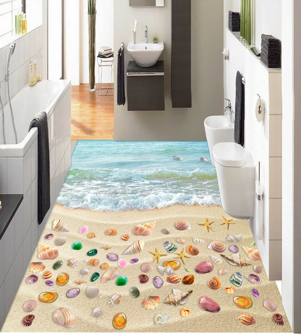 3D Colored Beach Floor Mural Wallpaper AJ Wallpaper 2