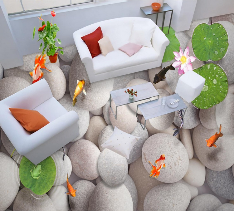3D Round Pebbles Floor Mural Wallpaper AJ Wallpaper 2