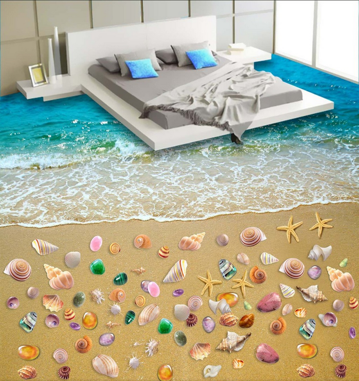 3D Elegant Beach Floor Mural Wallpaper AJ Wallpaper 2