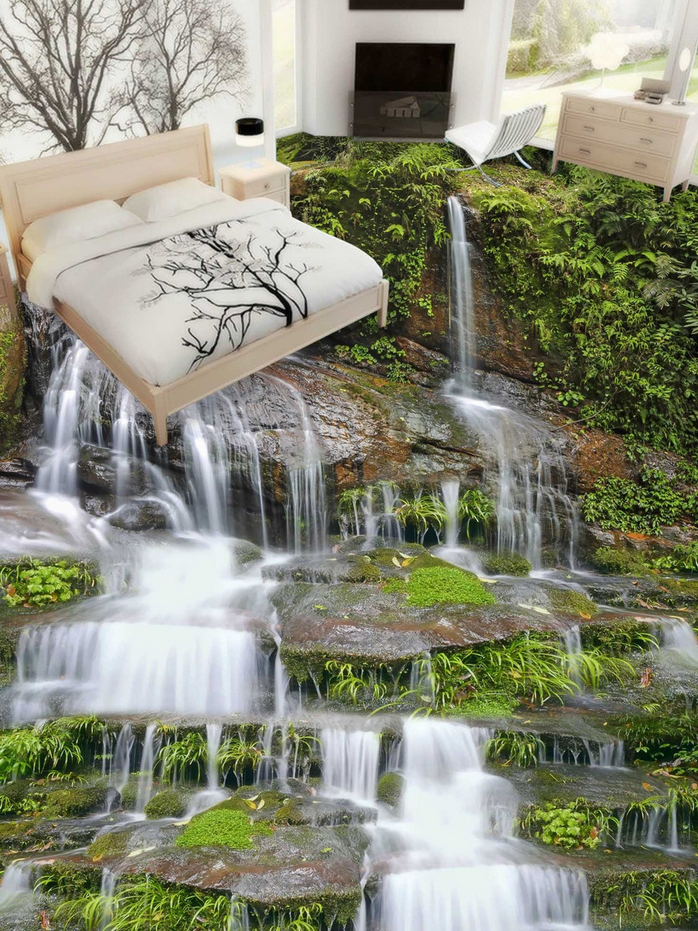 3D Waterfall Scenery Floor Mural Wallpaper AJ Wallpaper 2