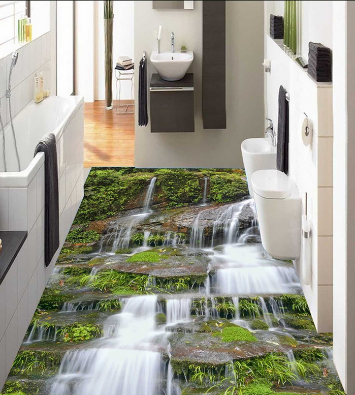 3D Waterfall Scenery Floor Mural Wallpaper AJ Wallpaper 2
