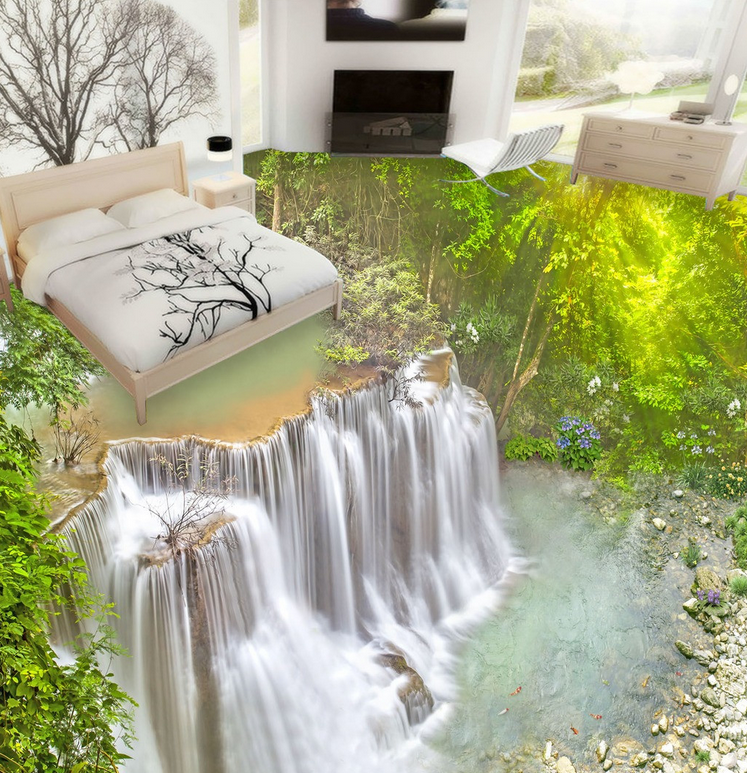 3D Waterfalls Landscape Floor Mural Wallpaper AJ Wallpaper 2