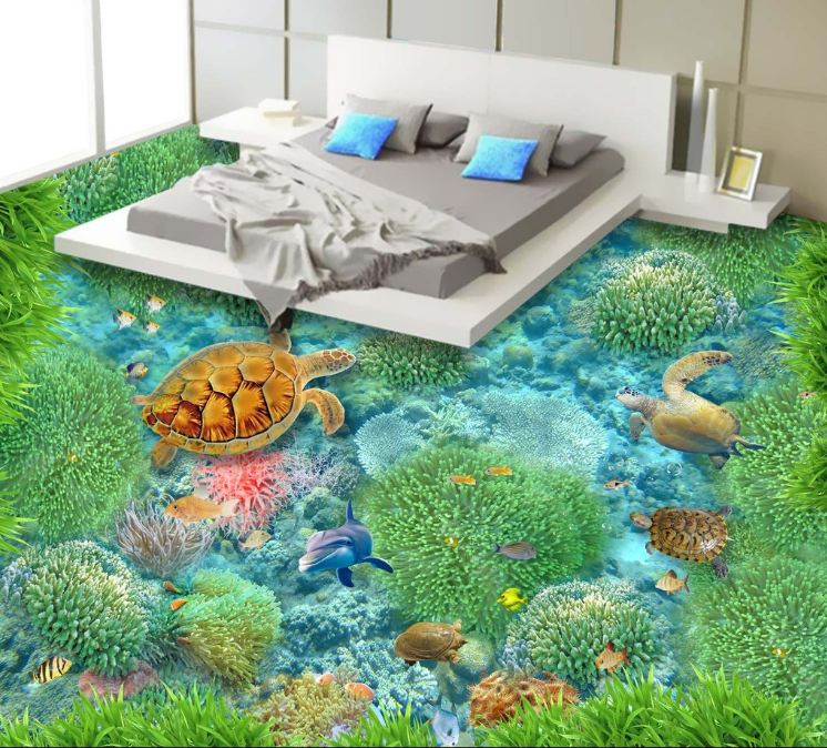 3D Ocean Turtles Floor Mural Wallpaper AJ Wallpaper 2