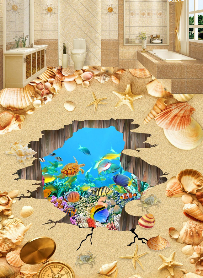 3D Beach Hole Floor Mural Wallpaper AJ Wallpaper 2