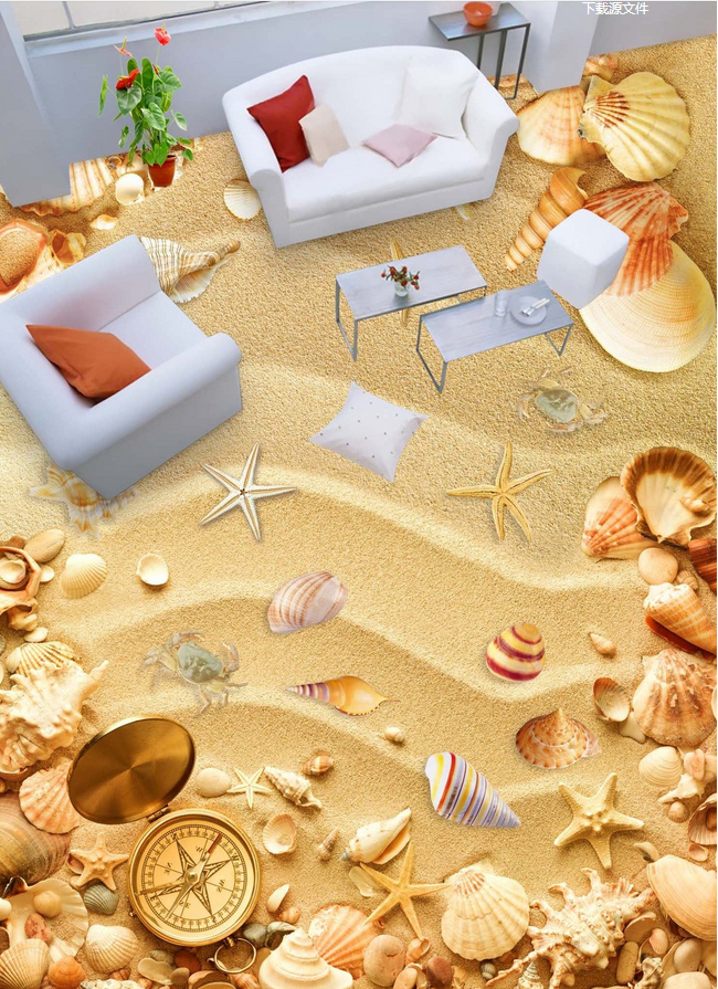 3D Sand Beach Floor Mural Wallpaper AJ Wallpaper 2