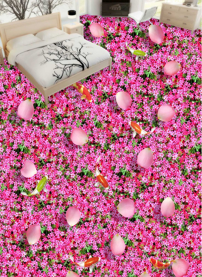 3D Pink Flowers Floor Mural Wallpaper AJ Wallpaper 2