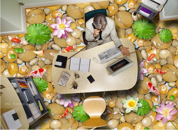 3D Pond Pebbles Floor Mural Wallpaper AJ Wallpaper 2