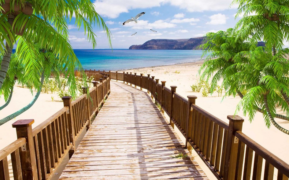 Beach Long Wood Corridor Wallpaper AJ Wallpaper