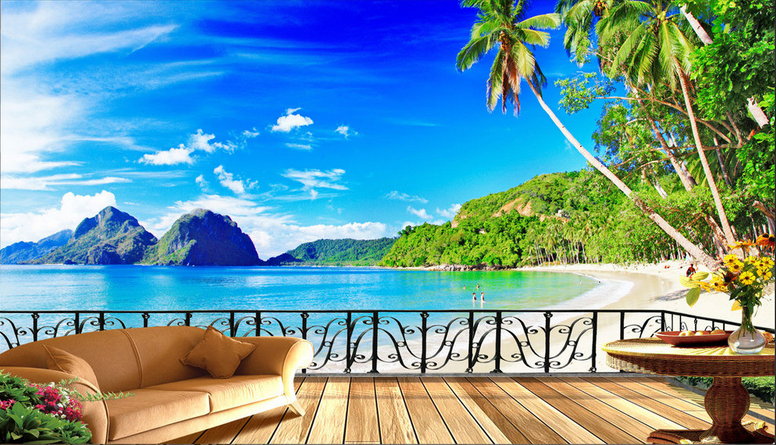 Seaside Balcony Views Wallpaper AJ Wallpaper