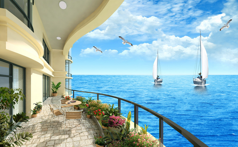 Balcony Ocean Views Wallpaper AJ Wallpaper
