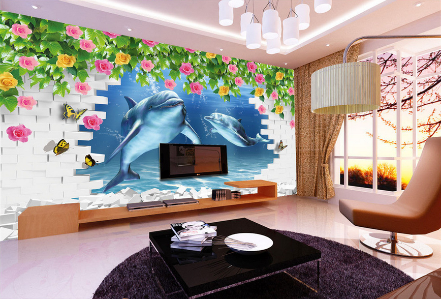 Dolphins And Flowers Wallpaper AJ Wallpaper