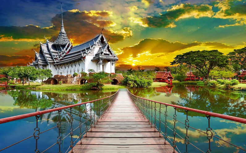 Village Hanging Bridge Wallpaper AJ Wallpaper 2