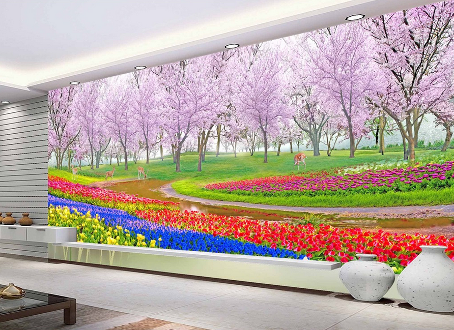 Colored Flowers Fields Wallpaper AJ Wallpaper 2