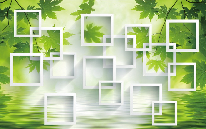 Green Leaf And Frames Wallpaper AJ Wallpaper