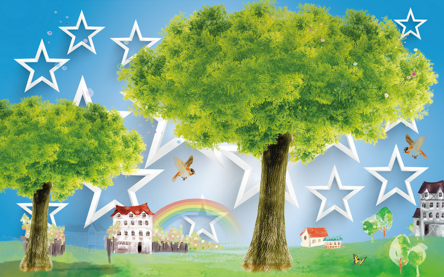 Lush Trees And Stars Wallpaper AJ Wallpaper