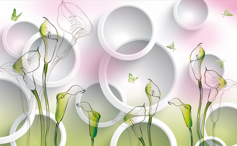 Elegant Flowers And Circles Wallpaper AJ Wallpaper