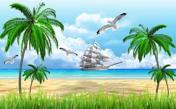 Beach And Sea Galleon Wallpaper AJ Wallpaper