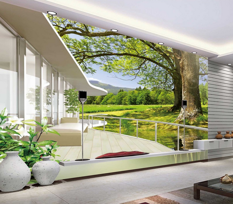 Balcony Lakeside Trees Wallpaper AJ Wallpaper 2