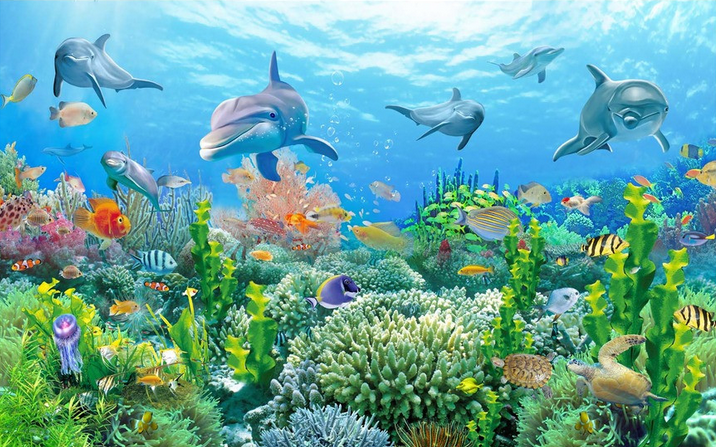 Seabed Swimming Fishes Wallpaper AJ Wallpaper 2