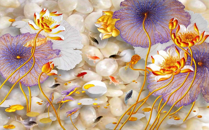 Delicate Lotus Pond Wallpaper AJ Wallpaper