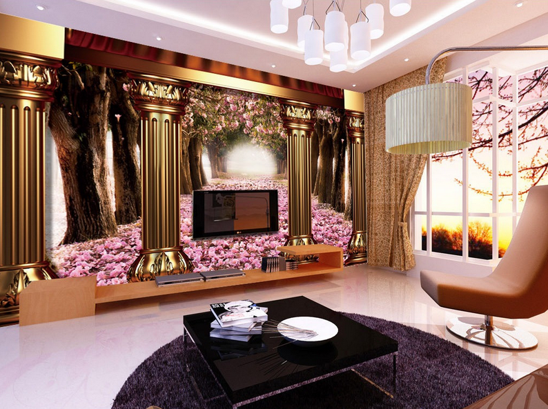 Blooming Trees And Pillars Wallpaper AJ Wallpaper