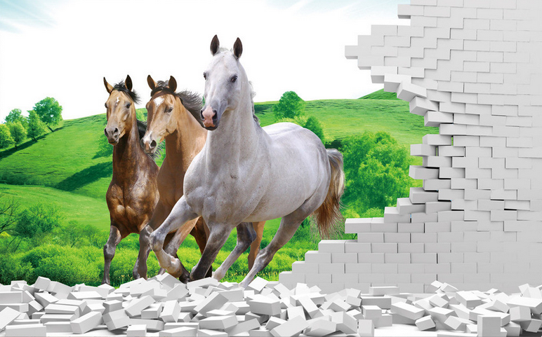 Three Horses And Bricks Wallpaper AJ Wallpaper