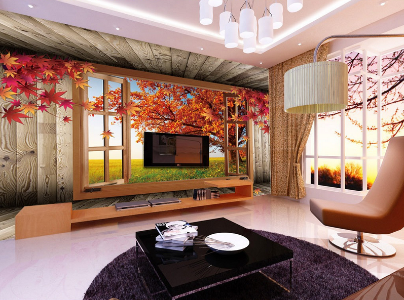 Wood Window And Tree Wallpaper AJ Wallpaper