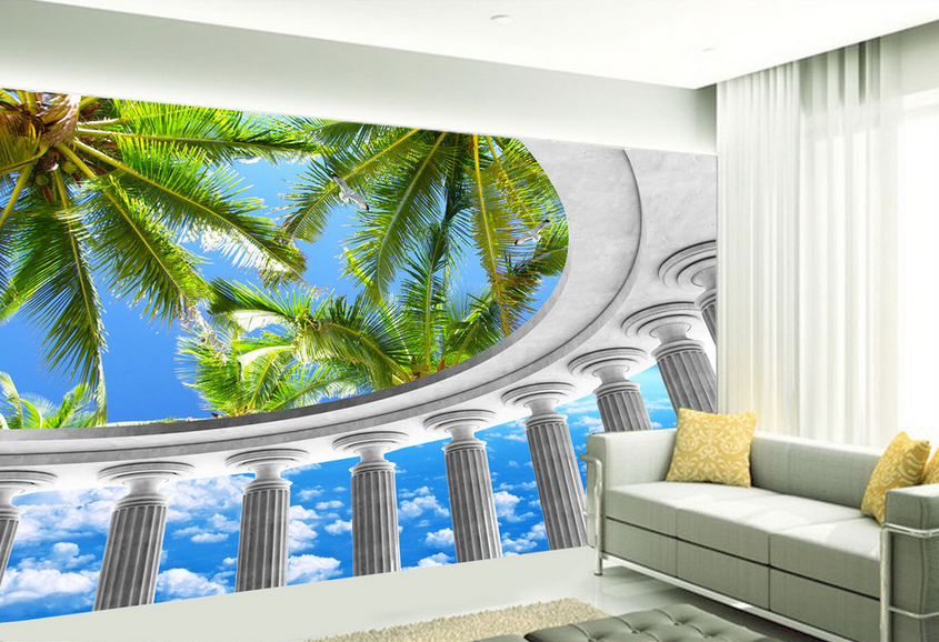 Pillars And Coconut Trees Wallpaper AJ Wallpaper