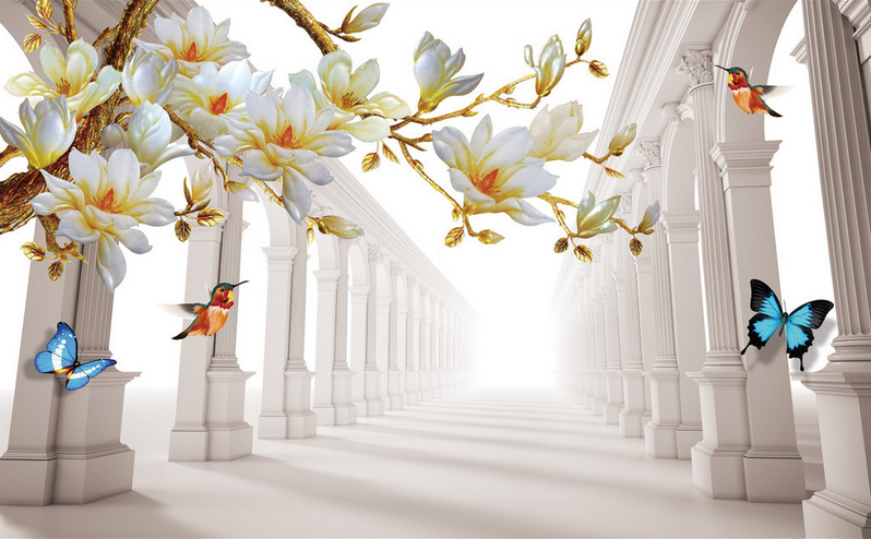 Blossoms Branches Corridor Wallpaper AJ Wallpaper