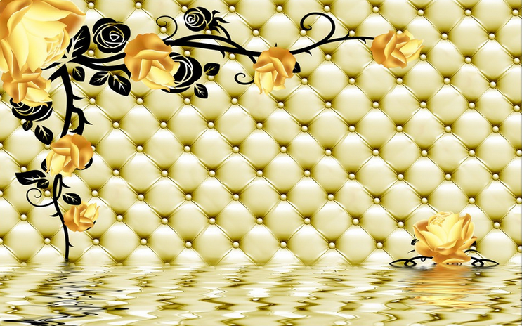 Golden Flowers Patterns Wallpaper AJ Wallpaper