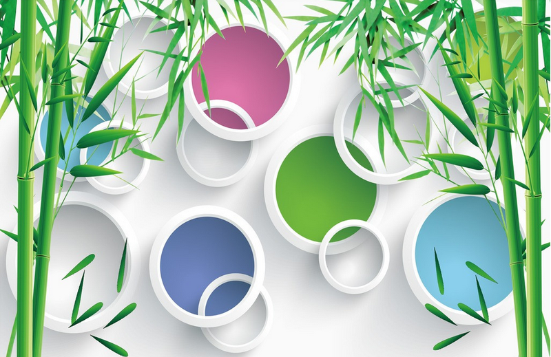 Bamboos And Colorful Circles Wallpaper AJ Wallpaper