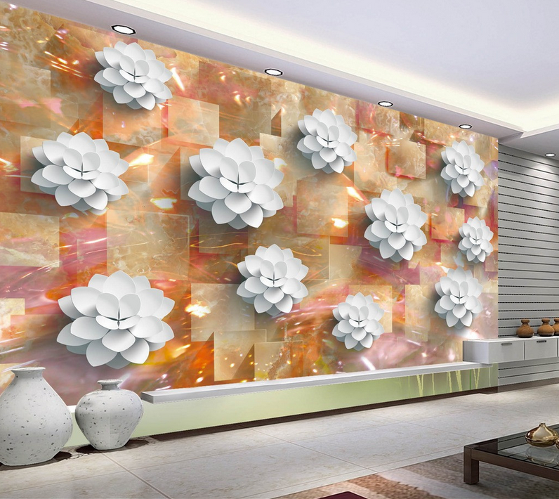 Fashion White Flowers Wallpaper AJ Wallpaper