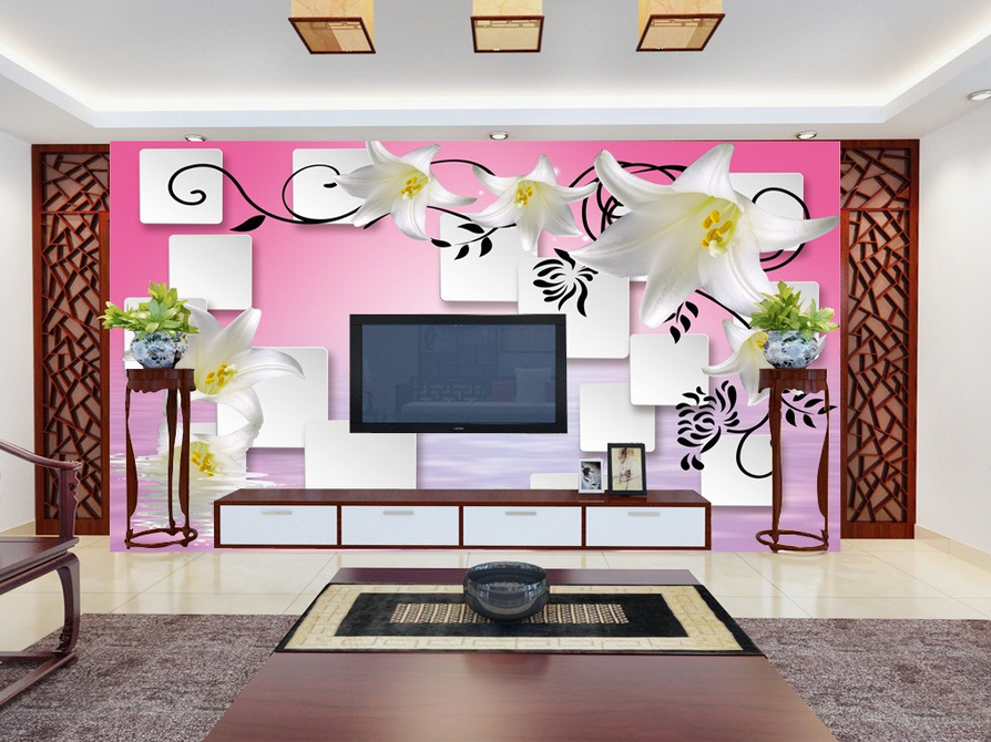 Lilies And Squares Wallpaper AJ Wallpaper