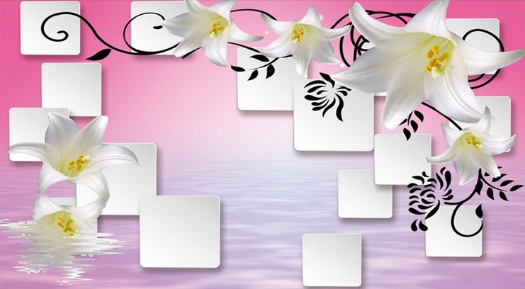 Lilies And Squares Wallpaper AJ Wallpaper
